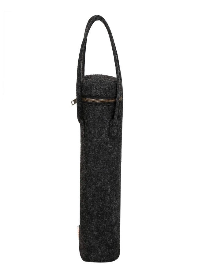 OON Bottle Cover/Holder 1Litre with Handle Zipper Closure Waterproof Lining Black Felt - Image 3